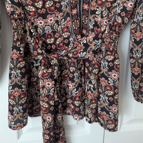 Max Studio Floral Blouse | Women’s Medium | Waist Tie - Picture 3 of 5